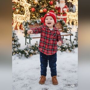 Cat & Jack Red and Black Plaid Shirt-Flannel